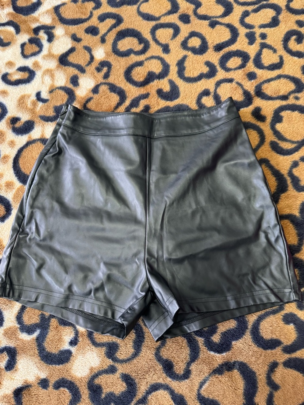 SHEIN Black High Waist Faux Leather Shorts